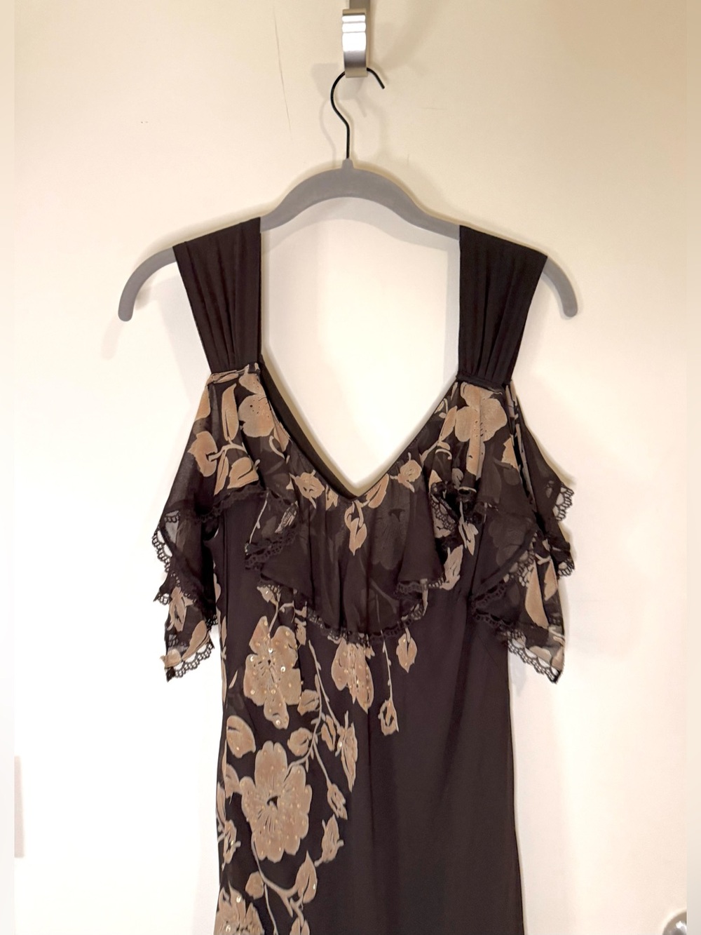 Brown 2000s beaded floral slip dress - Picture 2 of 5